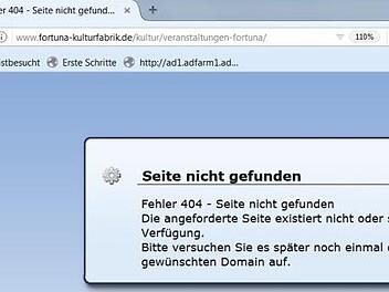 Die Homepage der Fortuna Kulturfabrik in Höchstadt ist seit einigen Tagen nicht erreichbar.