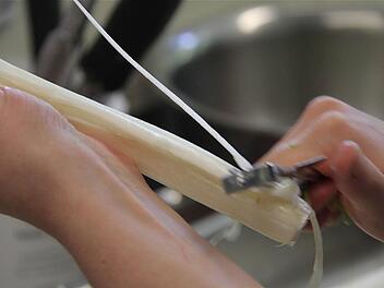 Spargelschälen gehört in diesen Tagen zum Geschäft, bei den Köchen allemal und bei der Stadtmeisterschaft der Köche natürlich auch. Fotos: Gerd Schaar