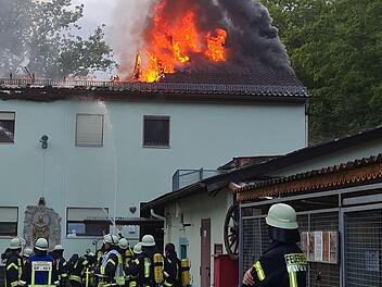 Beim verheerenden Brand im Tierheim Wannigsmühle im letzten Jahr waren auch die Kleinwenkheimer Feuerwehrleute im Einsatz. Damit sie auch künftig ihre Aufgaben erfüllen können, bekommen sie ein neues Löschgruppenfahrzeug. Foto: Archiv/Susanne Will