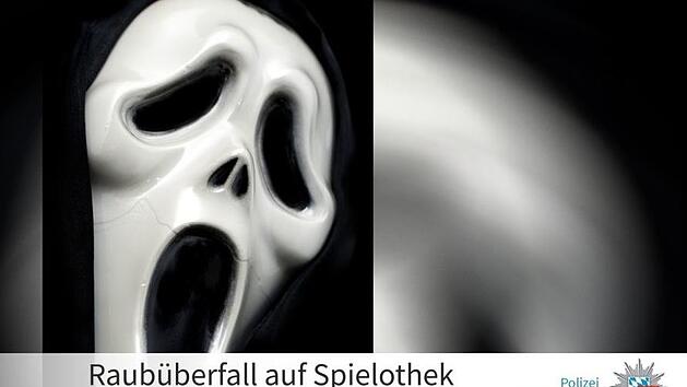 Mit einer Scream-Maske hat ein Unbekannter eine Spielothek in Klingenberg &uuml;berfallen und Bargeld erbeutet. Foto: Polizei Unterfranken