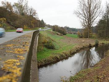 Der Platz für die Behelfsbrücke ist an der Thulba schon frei geschlagen. Foto: Arkadius Guzy