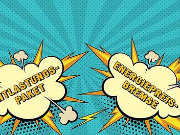 In Comicsprache verkündet Bundeskanzler Scholz Entlastungen als  Bazooka, einen Wumms und nun als Doppelwumms. Illustration: Brainpencil - stock.adobe / Dagmar Klumb
