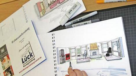 In einer Mappe skizzieren die Lücks mögliche Gestaltungsideen - alle individuell auf den jeweiligen Kunden abgestimmt. Fotos: privat