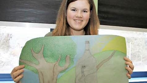 Charlotte Göpferts Plakatentwurf: Gefangen in der Flasche.