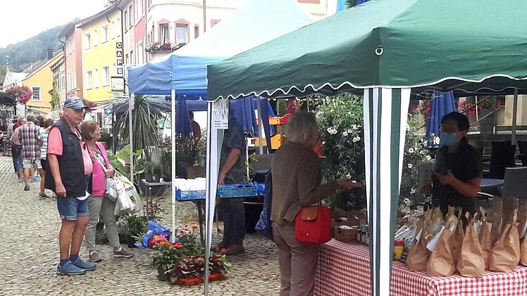 Zur Belebung der Innenstadt soll der Brückenauer Regionalmarkt beitragen. Am Samstag ging bereits die vierte Auflage dieser beliebten Veranstaltung über die Bühne.  Foto: Rolf Pralle
