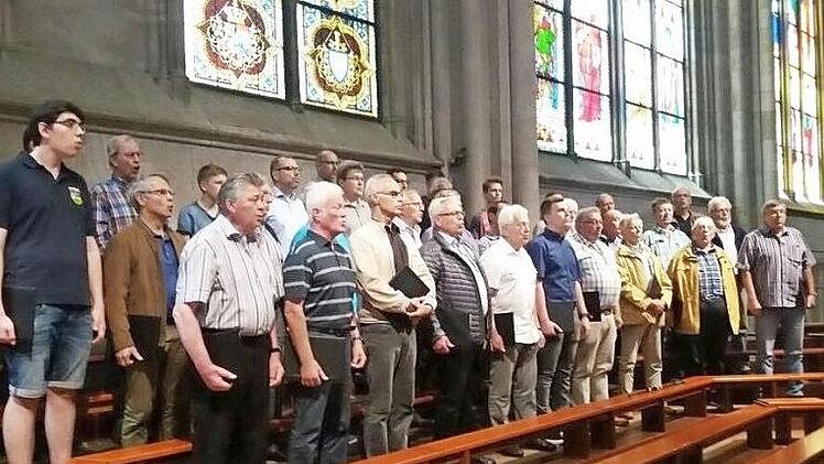 Der Männerchor Reuth auf der Chorbühne im Kölner Dom  Foto: Albert Fießer