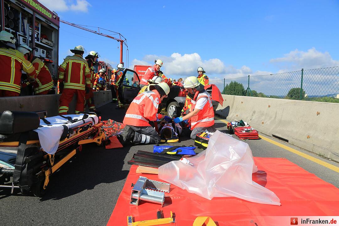 Großübung auf A73 bei Breitengüßbach