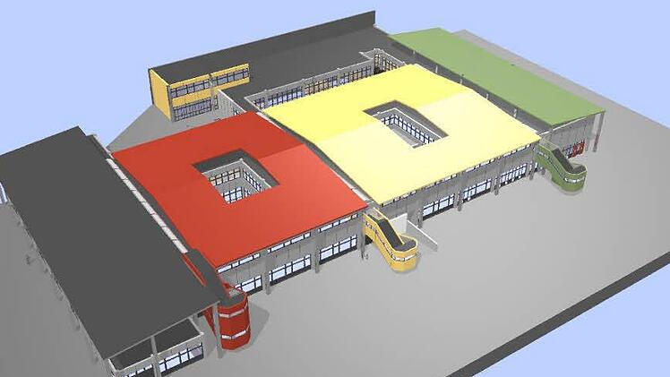 Die Animation zeigt, wie das Schulzentrum nach dem Neubau des Fachklassentraktes für das Frankenwald-Gymnasium aussehen wird.