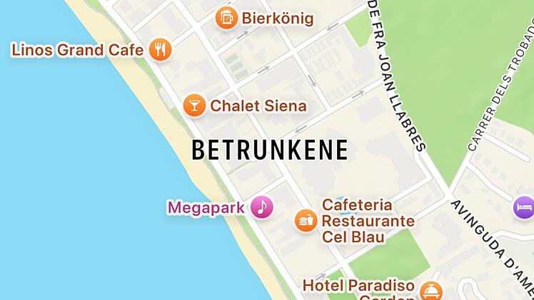 Playa de Palma auf Mallorca in "Betrunkene" umbenannt
