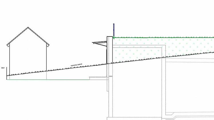 Der überwiegende Teil des Hochbehälters I in der Altweiherstraße wird in der Erde verschwinden.   Skizze: Stadtwerke Ebermannstadt