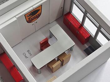 So könnte das neue Büro von Christian Raehse im Bauhof aussehen. Mit der Farbe Rot sollen Akzente gesetzt werden. Fotos: Johanna Eckert