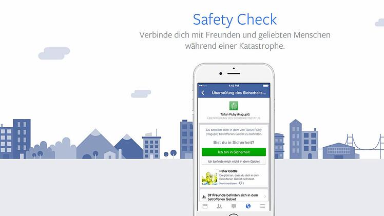 Facebook aktivierte seinen Safety Check. Screenshot: pb