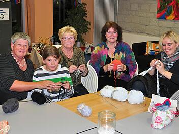 Seit drei Jahren treffen sich Frauen und auch Kinder in der Lichtstube im Mehrgenerationenhaus in Haßfurt, um gemeinsam zu häkeln und zu stricken, sich auszutauschen und ihr Können weiterzugeben. Die Gründung geht auf Ingrid Thieler (links) und eine Freundin von ihr zurück. Foto: Langer