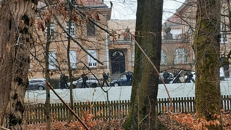 Seltsame Szenen in Bamberg: Polizisten marschieren mit Baumst&auml;mmen durch Stadt