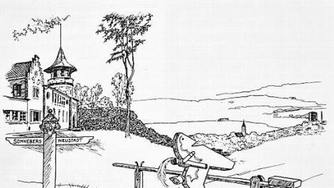 1955 symbolisierte das Sonneberger Reiterlein, das über den Schlagbaum nach Neustadt springt, die Hoffnung auf den Fall der Grenze.