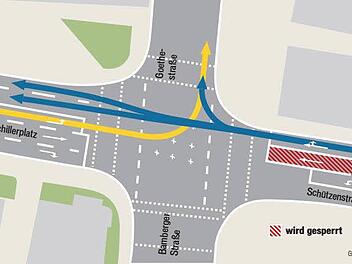 Probeweise wird ab Montag eine Fahrspur in der Schützenstraße Richtung Frankenbrücke gesperrt.