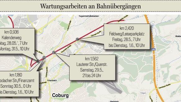 Diese Bahn&uuml;berg&auml;nge sind in den kommenden Tagen gesperrt.  Grafik: SH