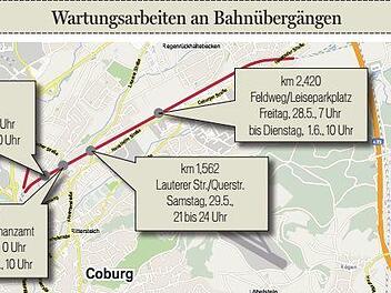Diese Bahnübergänge sind in den kommenden Tagen gesperrt.  Grafik: SH