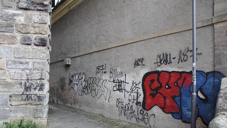 Im Bereich der "Mühltürli" in Höchstadt gibt es auch jede Menge Schmierereien, die kein Kavaliersdelikt mehr sind.  Foto: Andreas Dorsch