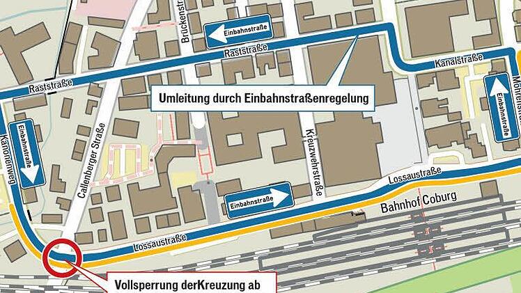 So wird der Verkehr während der Bauarbeiten an der Fernwärmeleitung geregelt. Grafik: Klaus Heim