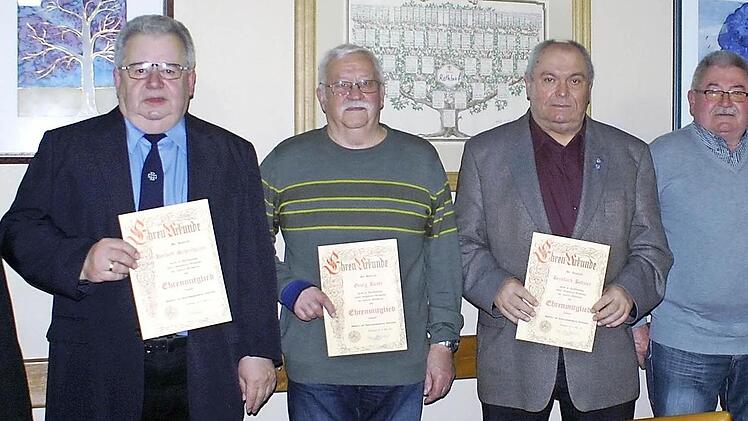 Von links: Zweiter Vorsitzender Anton Zellmann, Herbert Scheerbaum, Georg Bayer, Bernhard Batzner, Andreas Dötsch und Erster Vorsitzender Josef Schneiderbanger  Foto: p