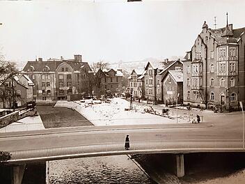 Blick auf die damals neu erbaute Heilig-Kreuz-Brücke in Coburg im Jahr 1956Foto:CT-Archiv/Frick