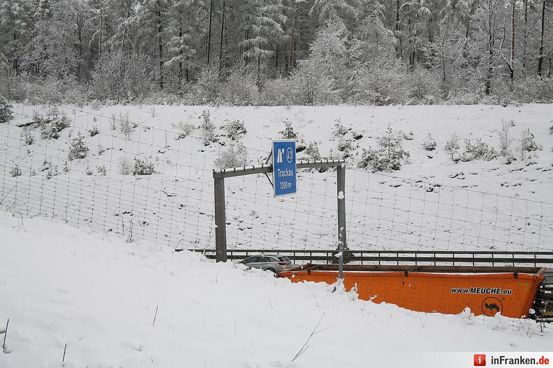 Schneechaos auf der A9 bei Bayreuth