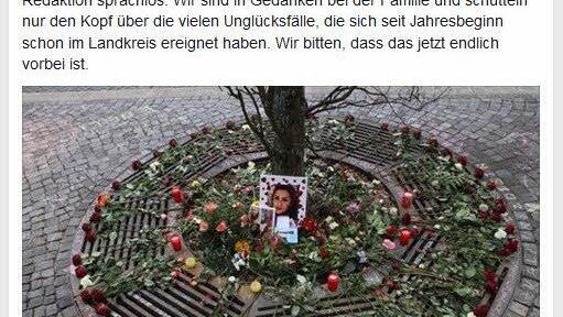 Der Tod einer 17-Jährigen am Forchheimer Busbahnhof im März 2013 rief sehr viel Anteilnahme hervor. 919 Nutzer bekundeten ihr Beileid, 170 Mal wurde die Seite geteilt. Screenshot: FT