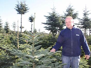 Uwe Witzgall freut sich über die vielen bunten Schildchen. Denn alle Bäume, die so merkiert sind, haben bereits einen Käufer gefunden. Fotos: Sonja Adam