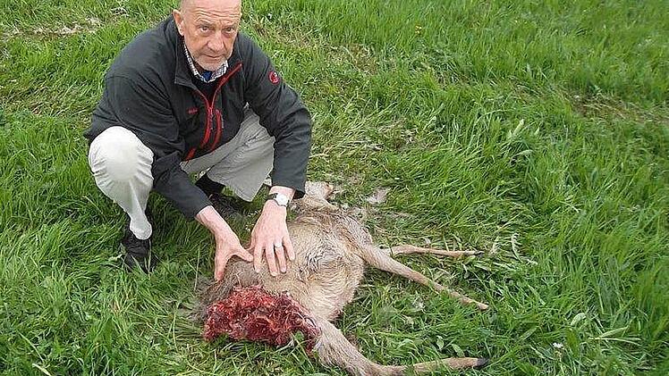 Jäger Hans-Dieter Ernst ist schockiert: Innerhalb von vier Wochen ist schon das dritte Reh in seinem Jagdrevier "Links des Weißen Maines" von einem Hund zu Tode gehetzt worden. Foto: Sonja Adam