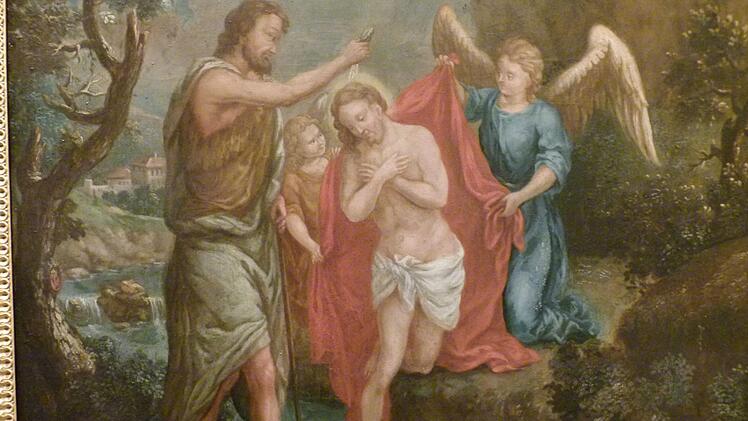 Die Engel bei der "Taufe Christi", ein Ölgemälde aus dem 17. Jahrhundert, ist Teil der Ausstellung, die aber mehr als nur christliche Engelfiguren präsentiert.  Fotos: Marion Krüger-Hundrup