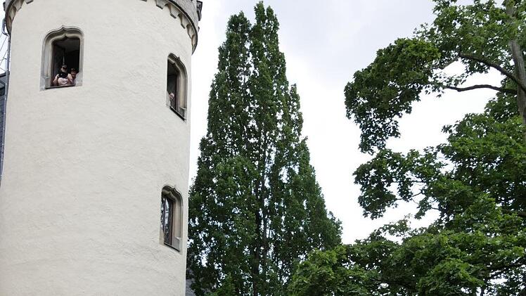 Ein Potpourri und eine Kreuzpolka von der  Volkstanzgruppe der Landjugend Fechheim tanzte, wie schon zu Alberts Zeiten  auf der Wiese vor dem Schloss. Foto: Manja von Nida