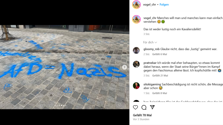 Anti-AfD-Parolen auf N&uuml;rnberger Platz geschmiert - B&uuml;rgermeister entsetzt