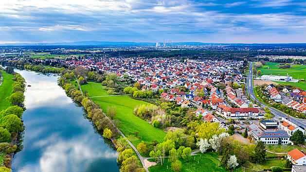 Blick auf das Industriegebiet von Karlstein am Main