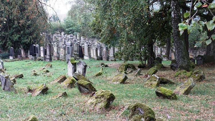 Der j&uuml;discher Friedhof Burgkunstadt: der hintere Teil mit Gr&auml;bern von 1870 bis 1940, vorne alte Grabsteine aus den Anfangsjahren ca. 1650 Foto: Roland Dietz