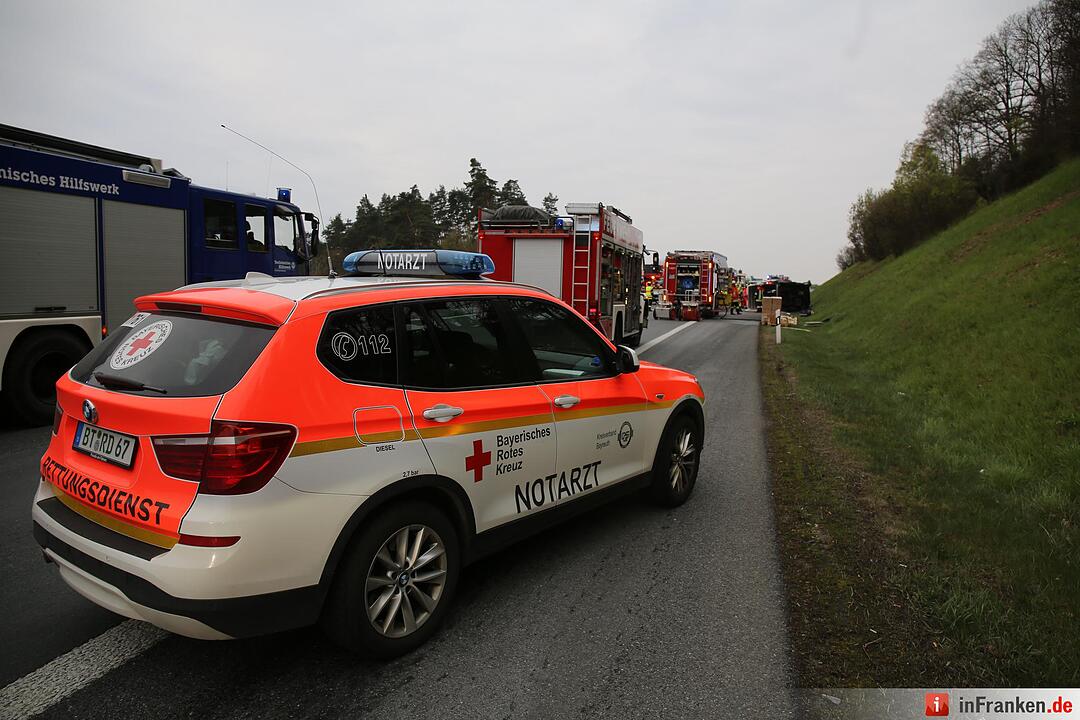 Kleintransporter kracht bei Bayreuth in Lkw – Fahrer eingeklemmt