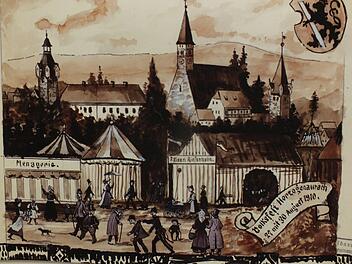 Entwurf für eine Ansichtskarte für das Volksfest  1910Repro: M. Welker