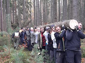 Der Kirmesbaum wird traditionell noch von der Jugend aus dem Wald getragen. Foto: Markus Brandl