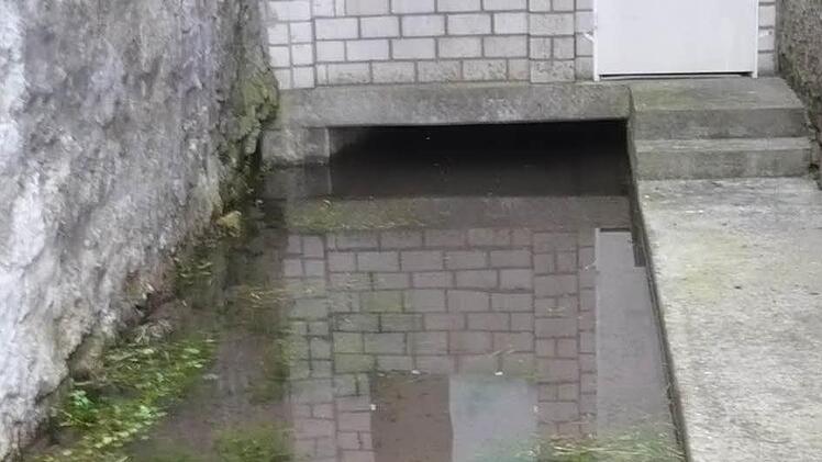 Obwohl aktuell kein Wasser durch das Kraftwerk fließt, staut sich der Bach bis zum Generatorenhaus zurück.  Foto: Zellhan