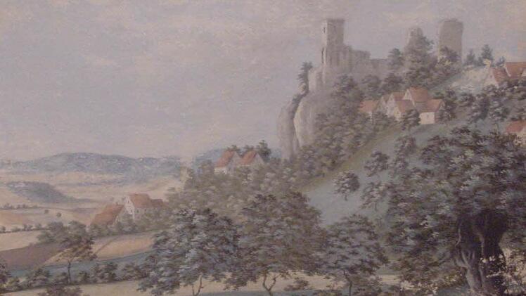 Ein altter Stich mit der Burg Altenstein.