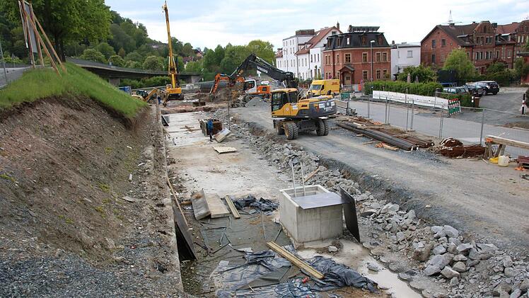 Die Baustelle Hofer Straße/Berliner Brücke. Foto: Jürgen Gärtner