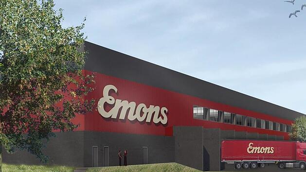 Emons baut in  Thurnau eine 16&nbsp;000 Quadratmeter gro&szlig;e Halle f&uuml;r Logistik, Endmontage und Modulbau. Visualisierung: Firma Emons