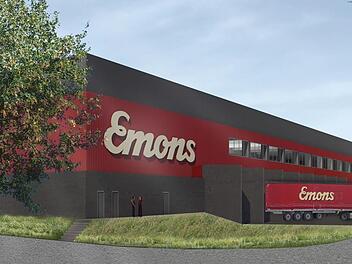 Emons baut in  Thurnau eine 16 000 Quadratmeter große Halle für Logistik, Endmontage und Modulbau. Visualisierung: Firma Emons