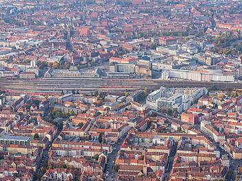 N&uuml;rnberg Luftbild, Hauptbahnhof und Altstadt