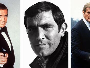Die Bildkombo zeigt die James-Bond-Darsteller Sean Connery, George Lazenby und Roger Moore (von links). Foto: dpa