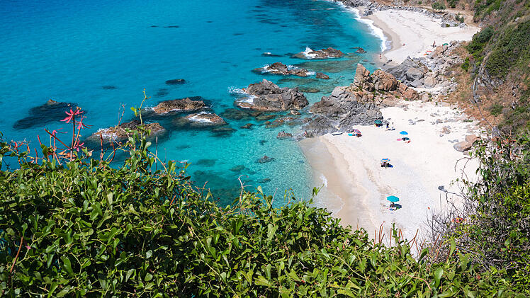 Zambrone coast, Vibo Valentia district, Calabria, Italy, tip of Capo Cozzo or Zambrone, in the photo the diver's Paradise beach or Marinella di Zambrone