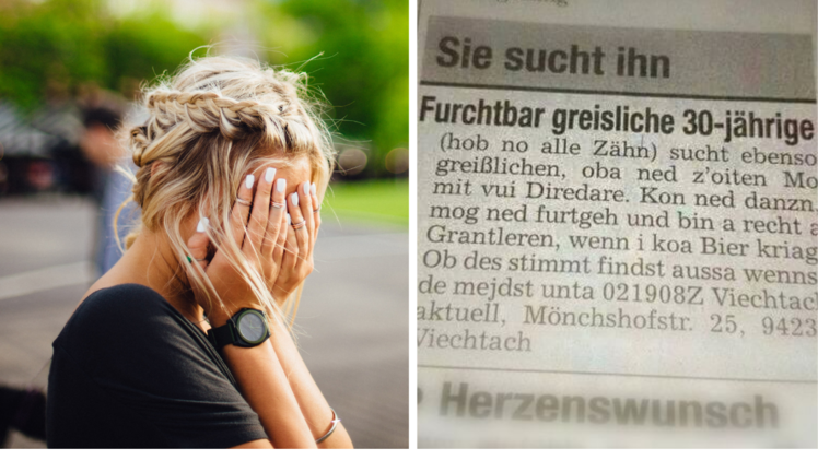 Ungewöhnliche Kontaktanzeige aus Bayern: "Furchtbar greisliche 30-Jährige sucht"