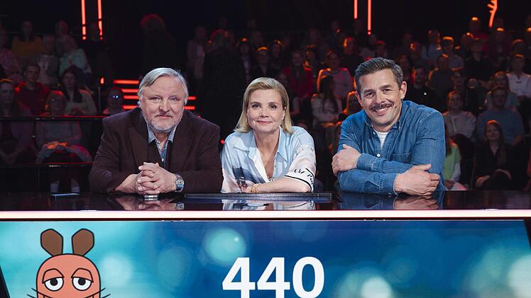 Axel Prahl (links), Kapit&auml;nin Annette Frier und Klass Heufer-Umlauf treten im Team Maus an.