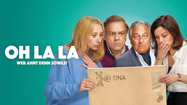 Die Ergbenisse ihrer DNA-Tests sorgen bei den Eltern von Alice und Fran&ccedil;ois f&uuml;r Chaos (von links nach rechts): Nicole (Sylvie Testud), G&eacute;rard (Didier Bourdon), Fr&eacute;d&eacute;ric (Christian Clavier) und Catherine (Marianne Denicourt).