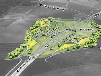 Plan für eine Rastanlage an der A 73 bei DrossenhausenGrafik: Brugger Landschaftsarchitekten